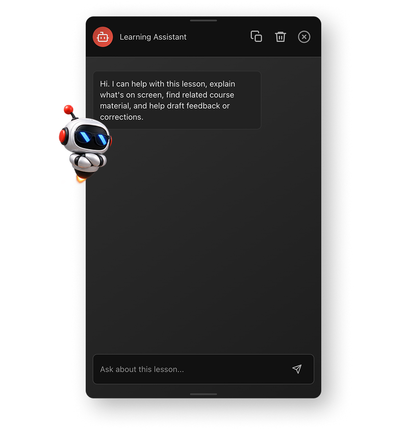 screenshot of learning assistant feature